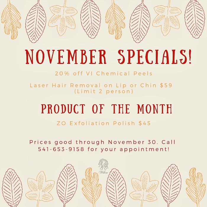 November Specials at Willow Health and Aesthetics